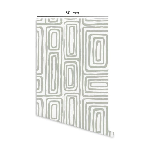Carta da parati adesiva palm verde e bianco in vinile lavabile e rimovibile  - 1 rotolo 50x300 cm - Decochic