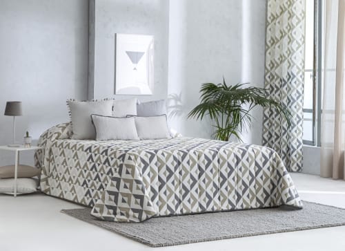 Colcha jacquard verano cubrecama entretiempo cama 150 cm gris OLIVA