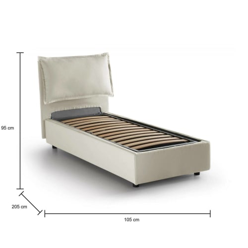 Letto in tessuto 90x190 cm beige DPAL