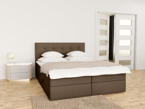 Boxspringbett mit Matratze & Topper 140x200 Marbella - Braun 140x200 cm \  Braun