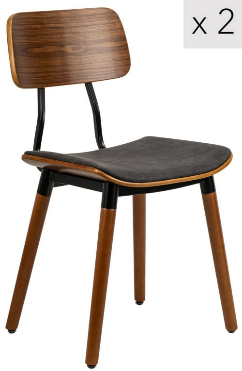 Set 2 sedie scandinave in legno e tessuto nero