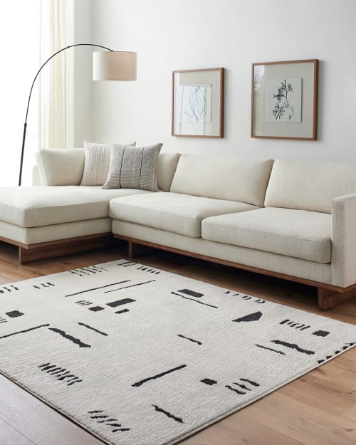 SURYA Tappeto Salotto a Pelo Lungo Soggiorno Shaggy Hygge Bianco e Ocra 160  x 220 cm