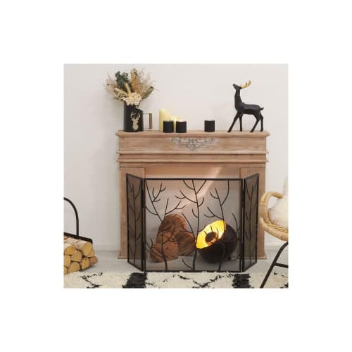 Manteau de cheminée décoratif 105x21x100 en paulownia marron NATURAL