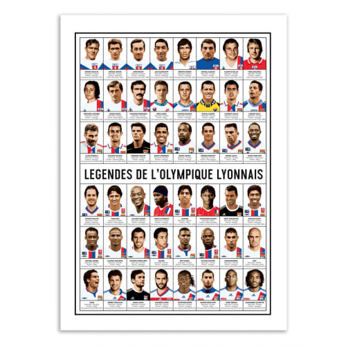 Affiche 50x70 cm - Légendes de l'Olympique Lyonnais - Olivier Bourder ...