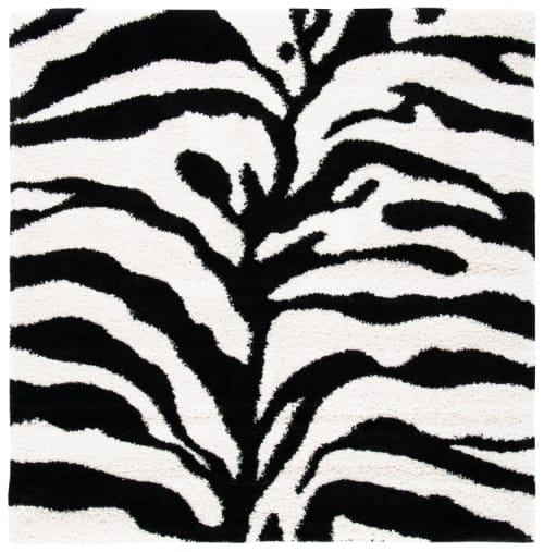 Alfombra Marfil/Negro 122 X 122 cm Florida shag Maisons du Monde