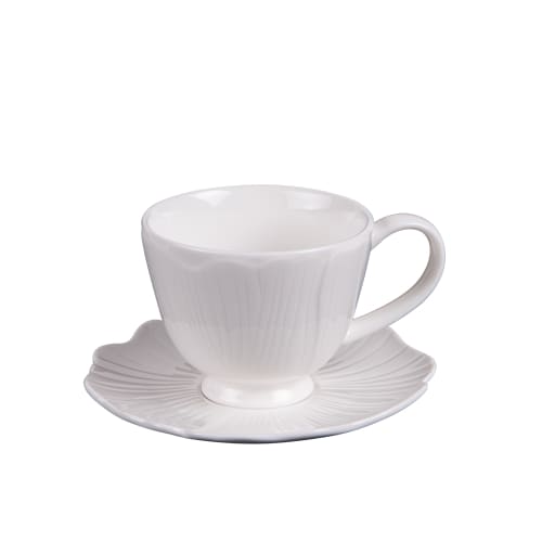 Lot de 6 tasse à thé avec sous tasse 20 cl blanc en porcelaine | Maisons du Monde Lot de 6 tasse à thé avec sous tasse 20 cl blanc en porcelaine | Maisons du Monde