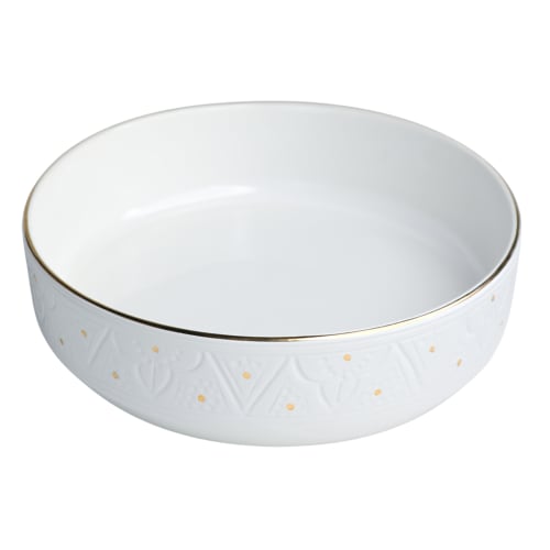Plat de service droit en céramique beige doré D18 cm Empreinte