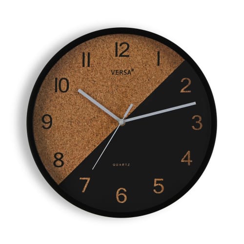 Reloj de pared en plástico negro Maisons du Monde