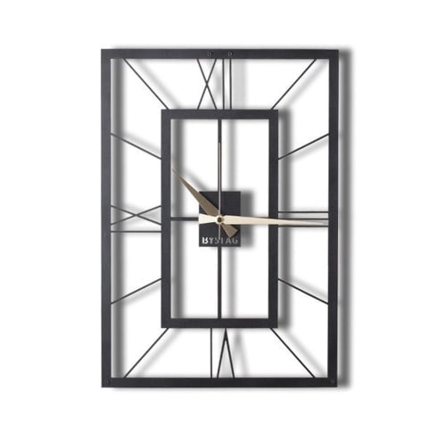 Reloj de pared de metal negro 49x34,5 cm Maisons du Monde