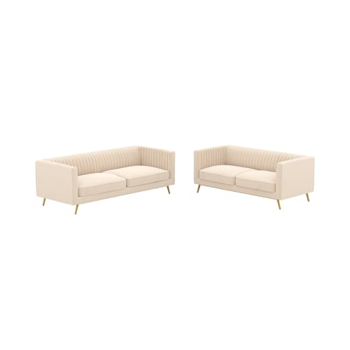 Set di divani in velluto beige posti Gatsby Maisons du Monde