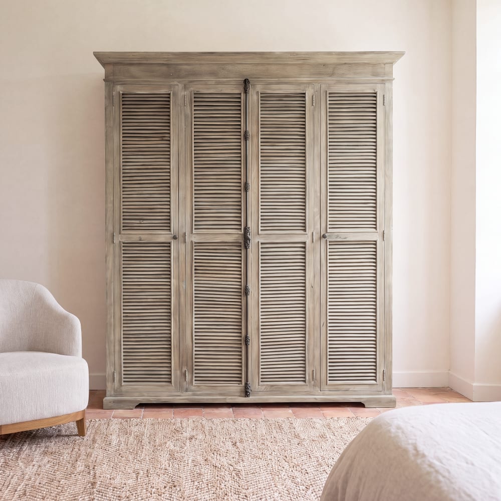 Armoire 4 portes effet vieilli, L190 cm