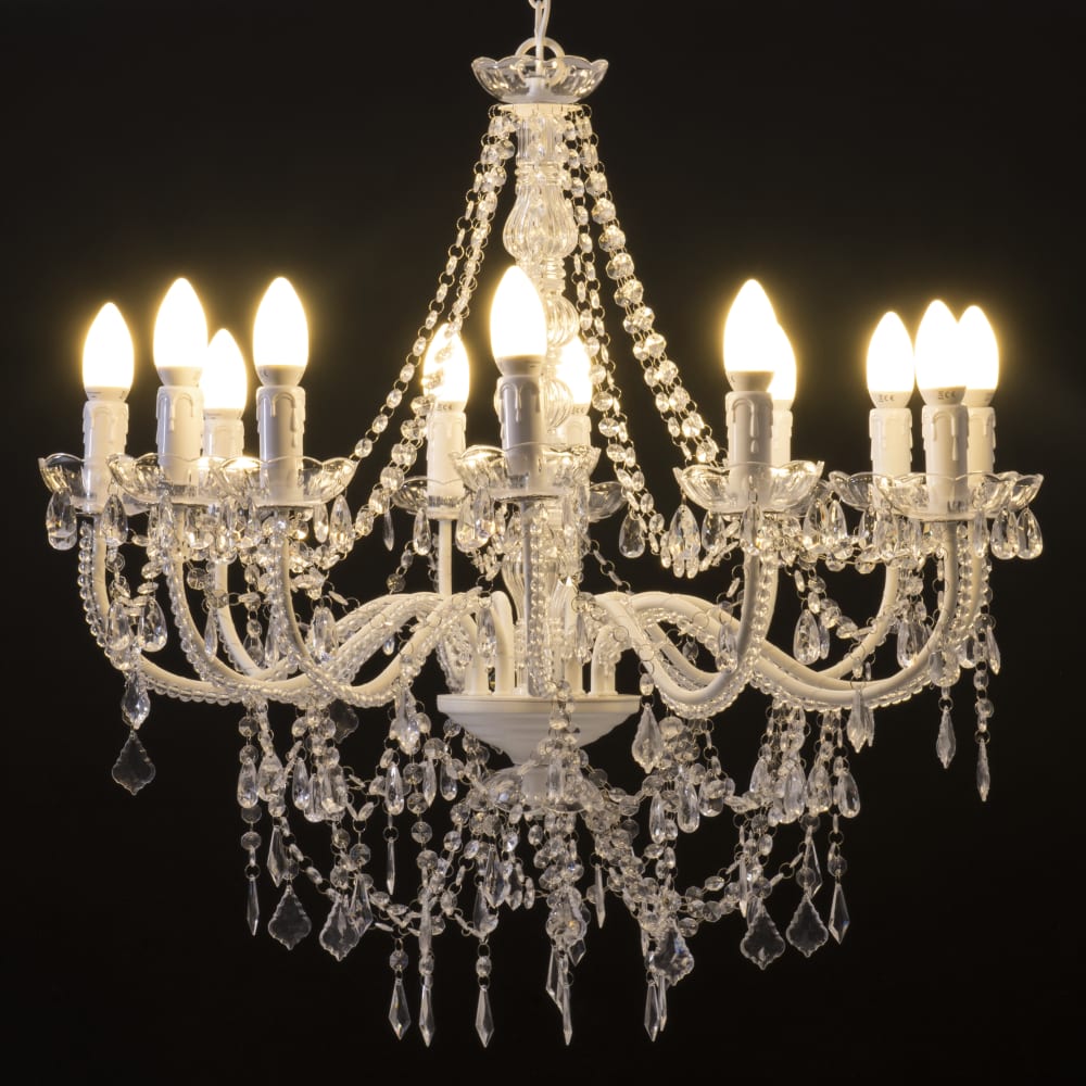 Lustre à pampilles en métal blanc D75 — vue 4