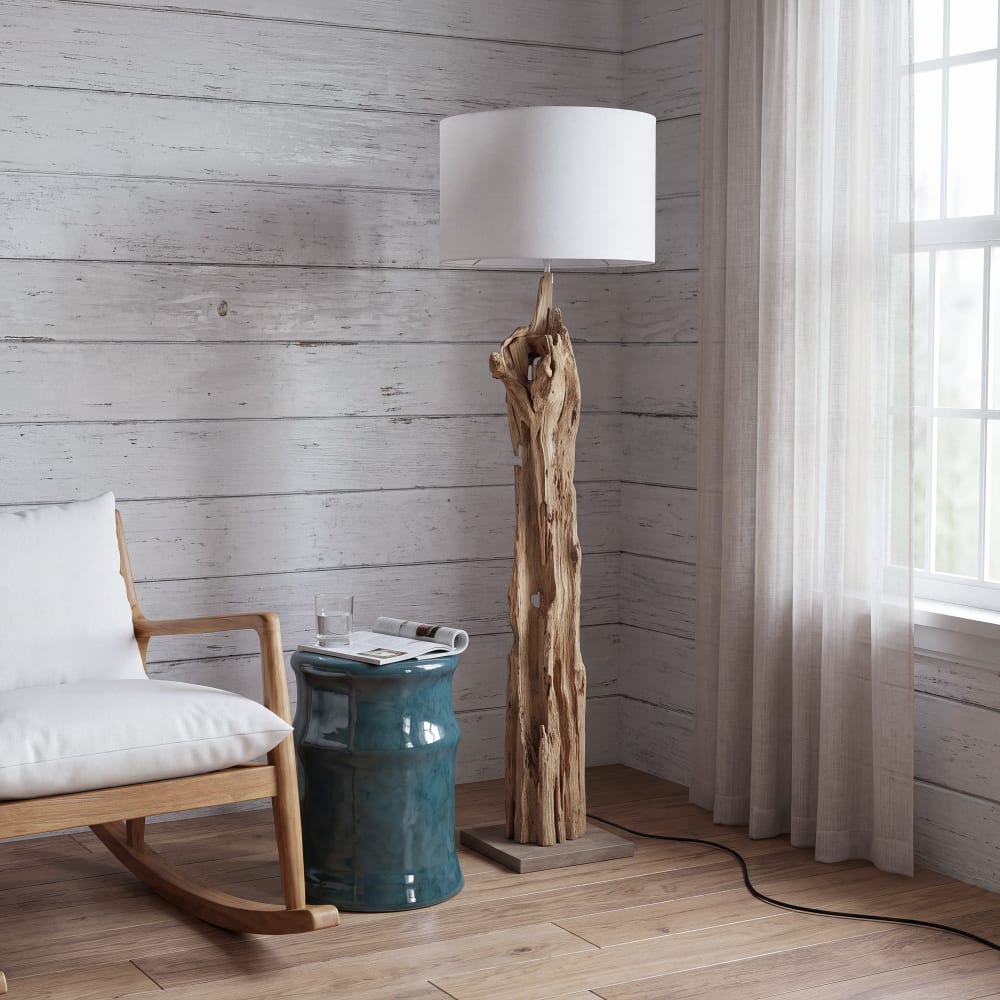 Lampadaire avec abat-jour ivoire, H169 cm