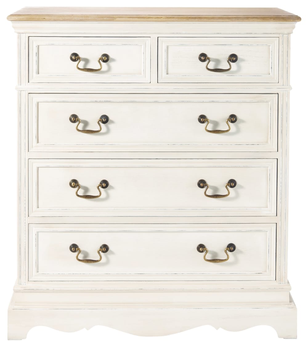 Cómoda de 5 cajones de pino y MDF crema - Maisons du Monde