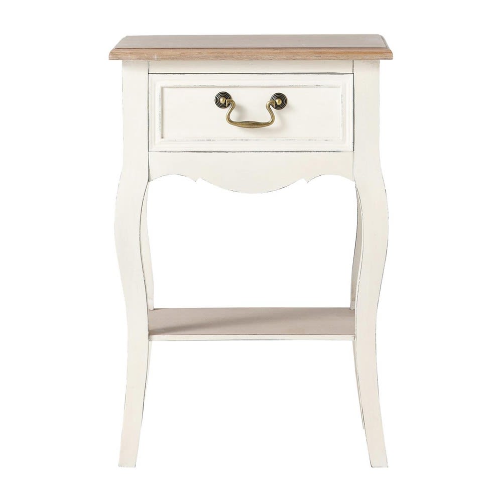 Table de chevet 1 tiroir crème, L44 cm — vue 3
