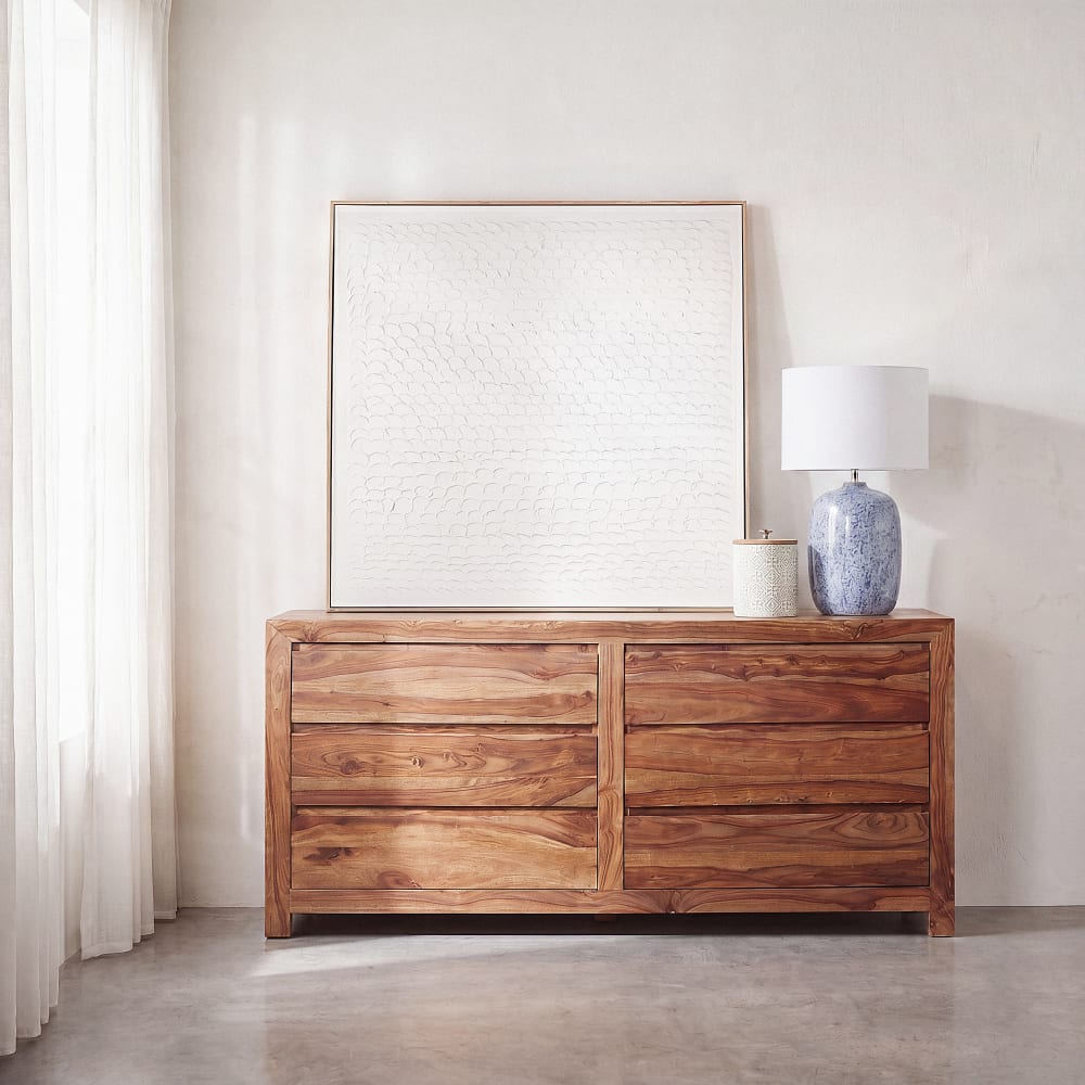 Commode double en bois de sheesham massif, L165 cm