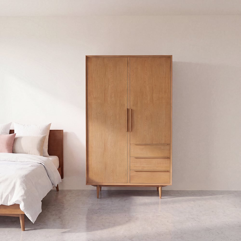 Armoire 2 portes 3 tiroirs, L120 cm