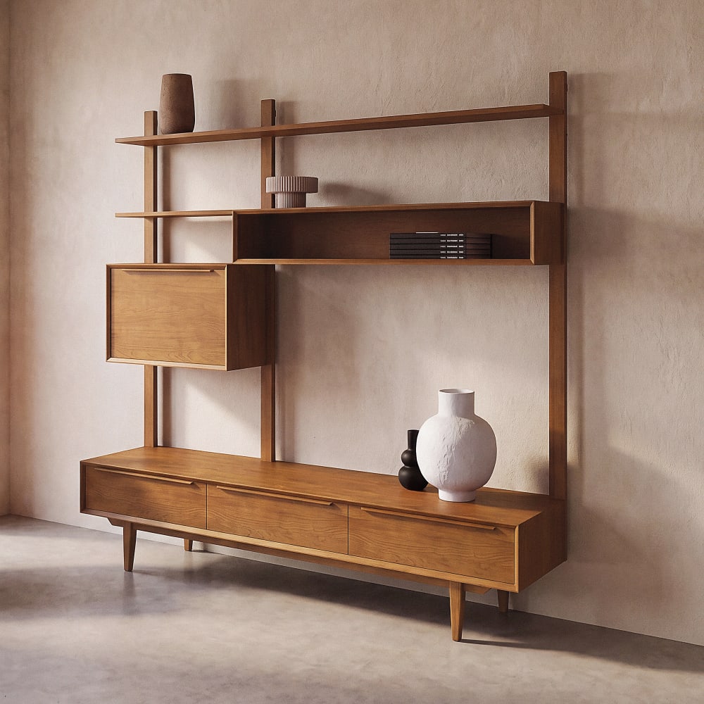 Meuble TV 3 tiroirs 1 porte, L180 cm