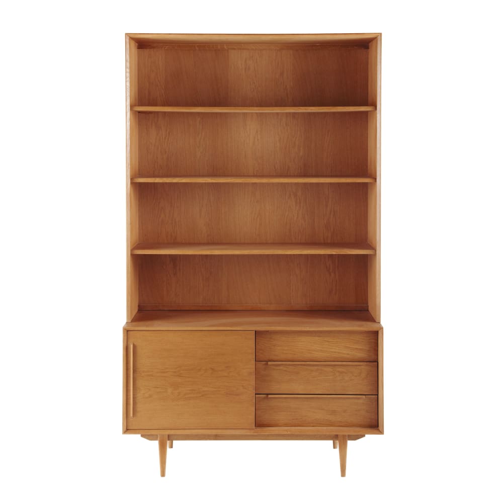 Bibliothèque en bois de chêne et placage chêne, L120 cm — vue 3