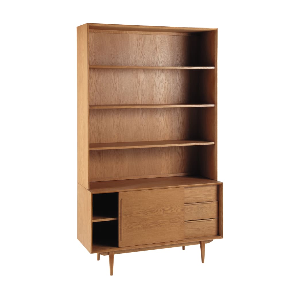 Bibliothèque en bois de chêne et placage chêne, L120 cm — vue 4