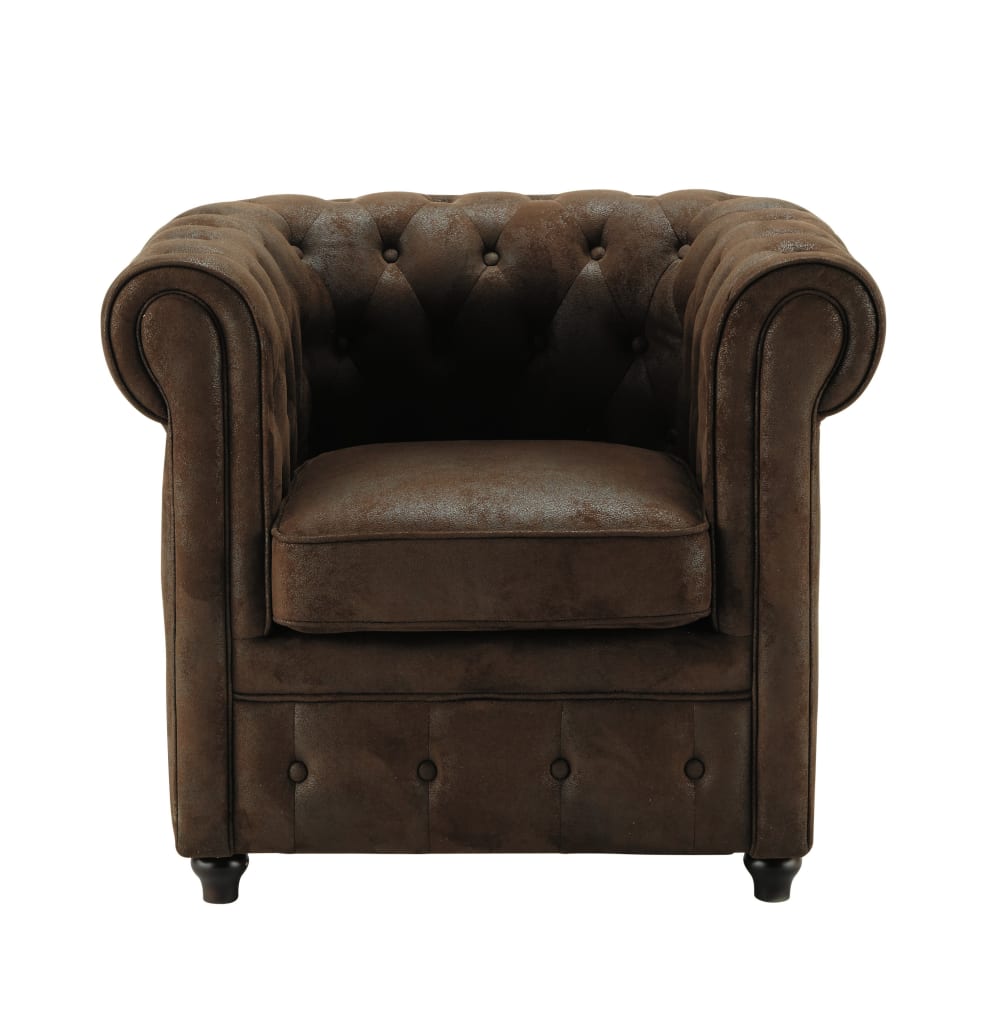 Fauteuil en suédine marron — vue 3