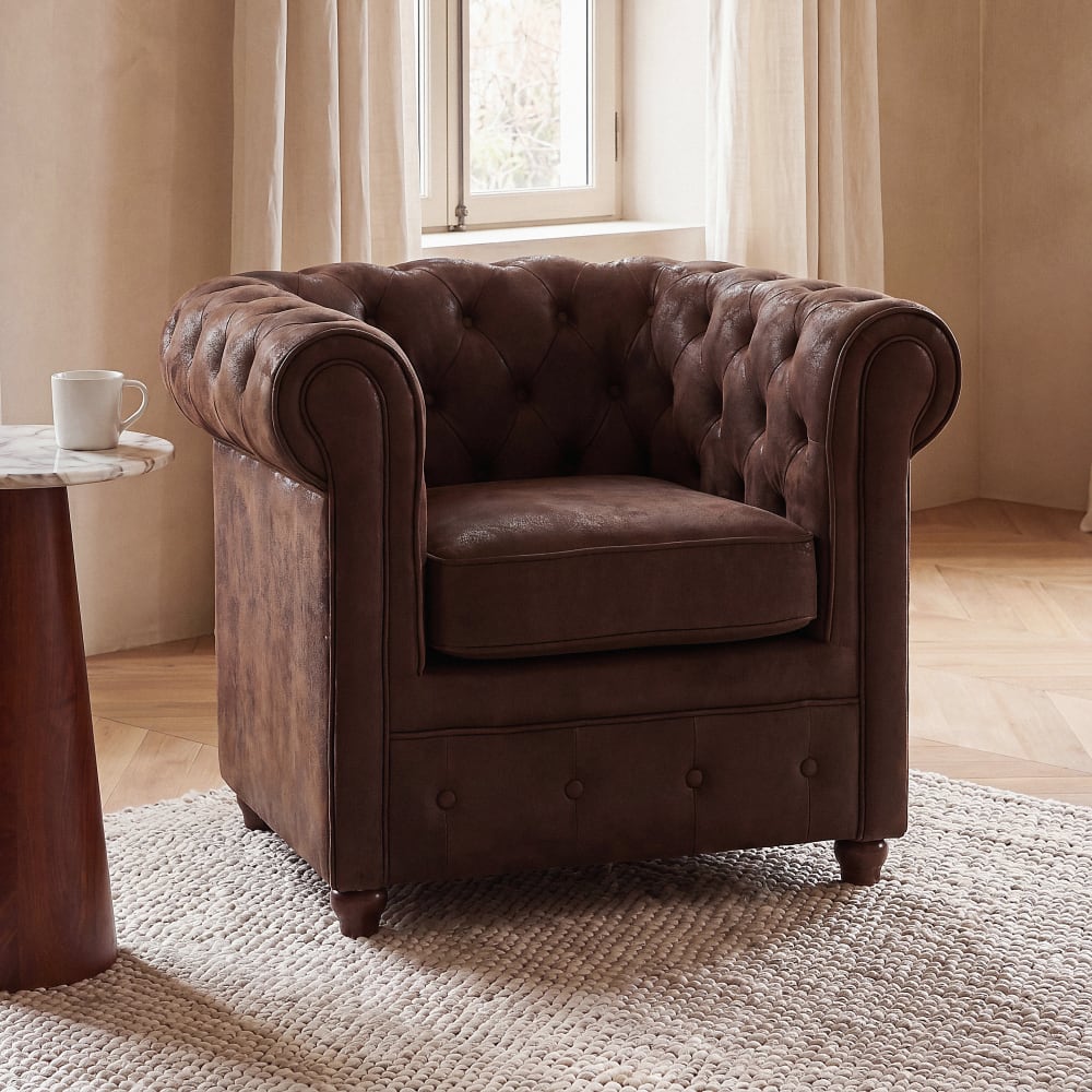 Fauteuil en suédine marron