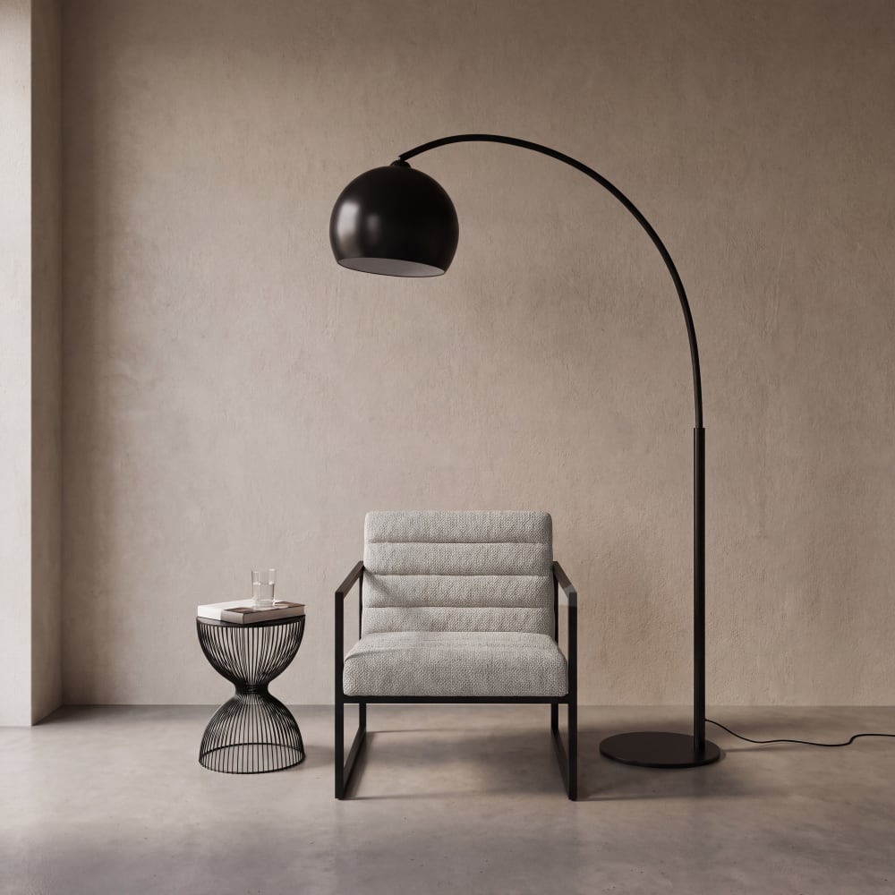 Lampadaire en métal noir H195 cm BLACK SPHERE