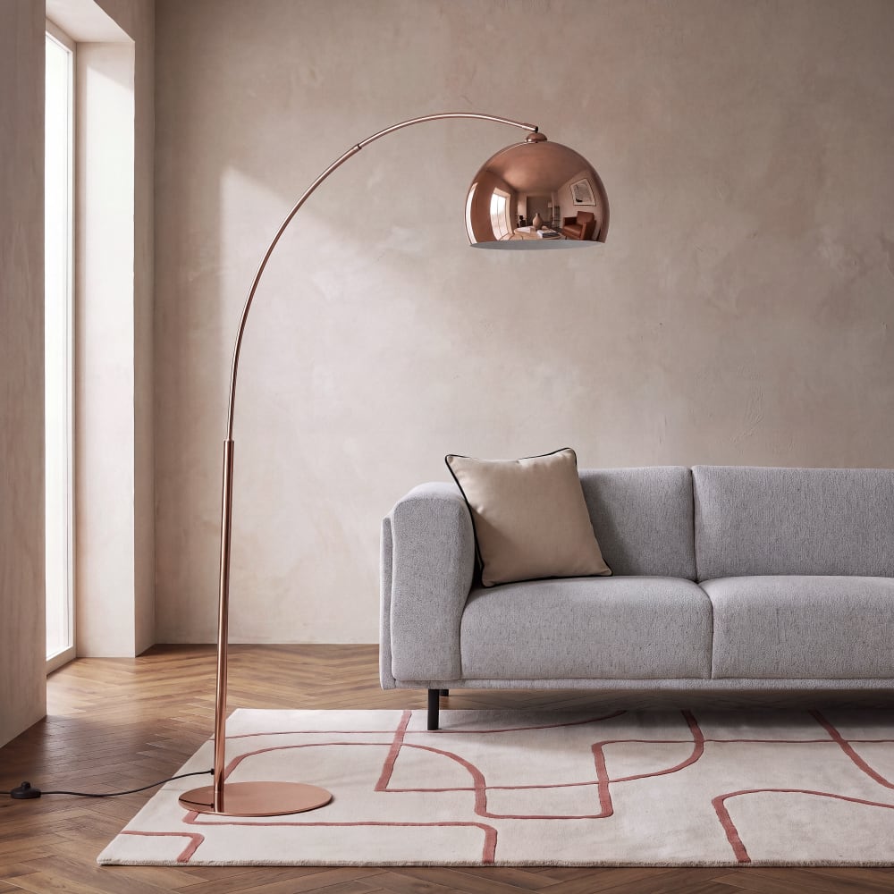 Lampadaire en métal cuivré et Plexiglas® H195