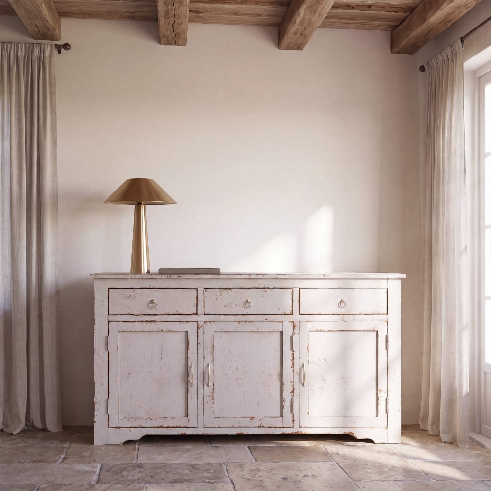 Buffet 3 portes en manguier blanchi L161