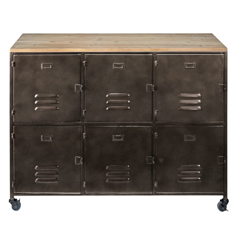 Buffet à roulettes en fer et bois de sapin, L119 cm - Maisons du Monde