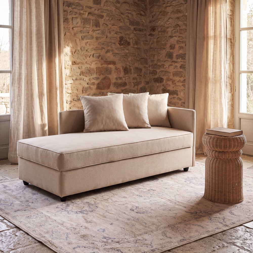 Méridienne coffre beige