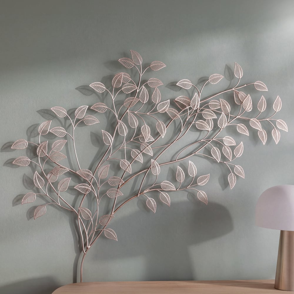 Déco murale branchage en acier doré, 110x65 cm
