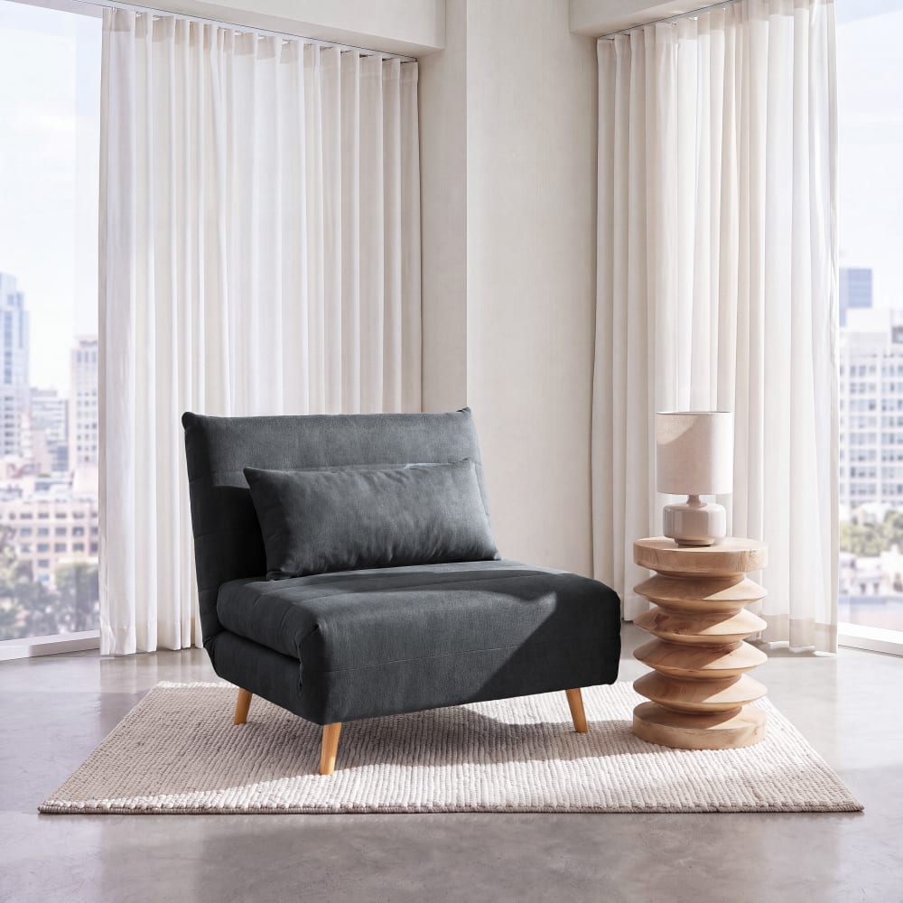 Canapé clic-clac 1 place gris anthracite