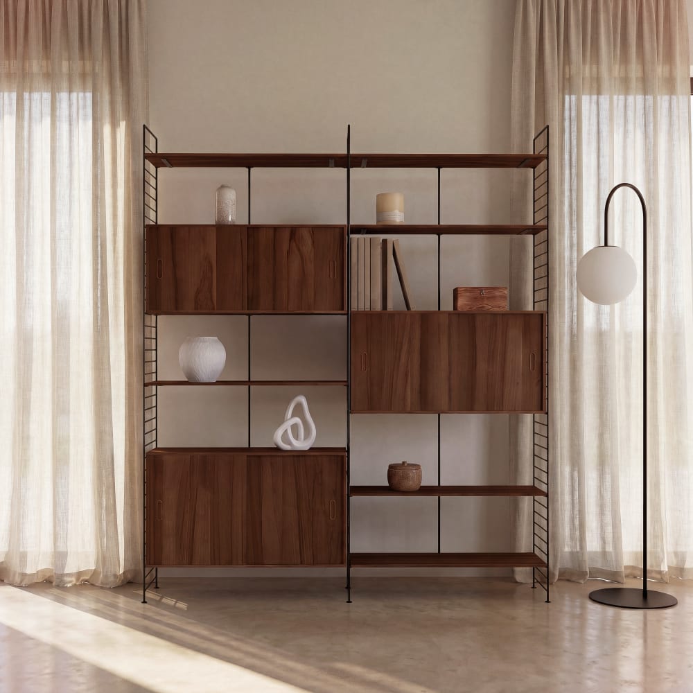 Étagère en acier noir et bois d'acacia massif, L177 cm Étagère en acier noir et bois d'acacia massif, L177 cm