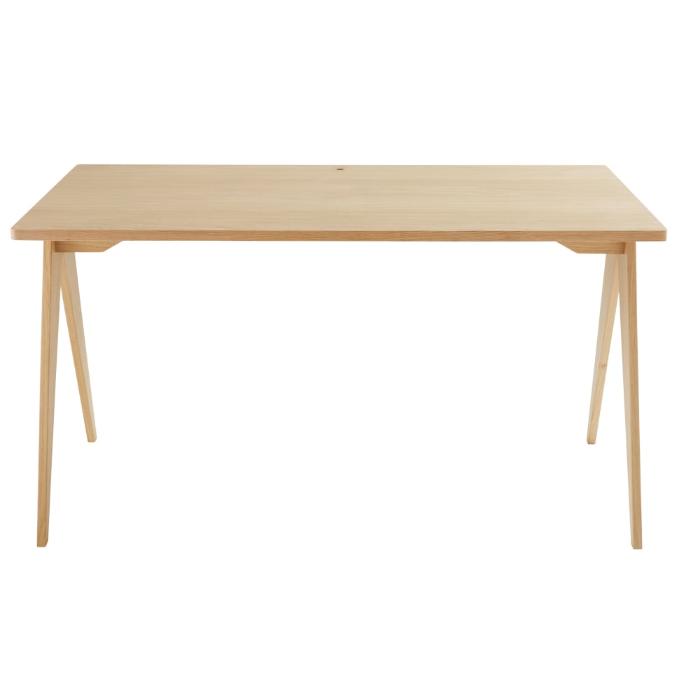 Bureau professionnel en bois de chêne et placage chêne, L140 cm — vue 3