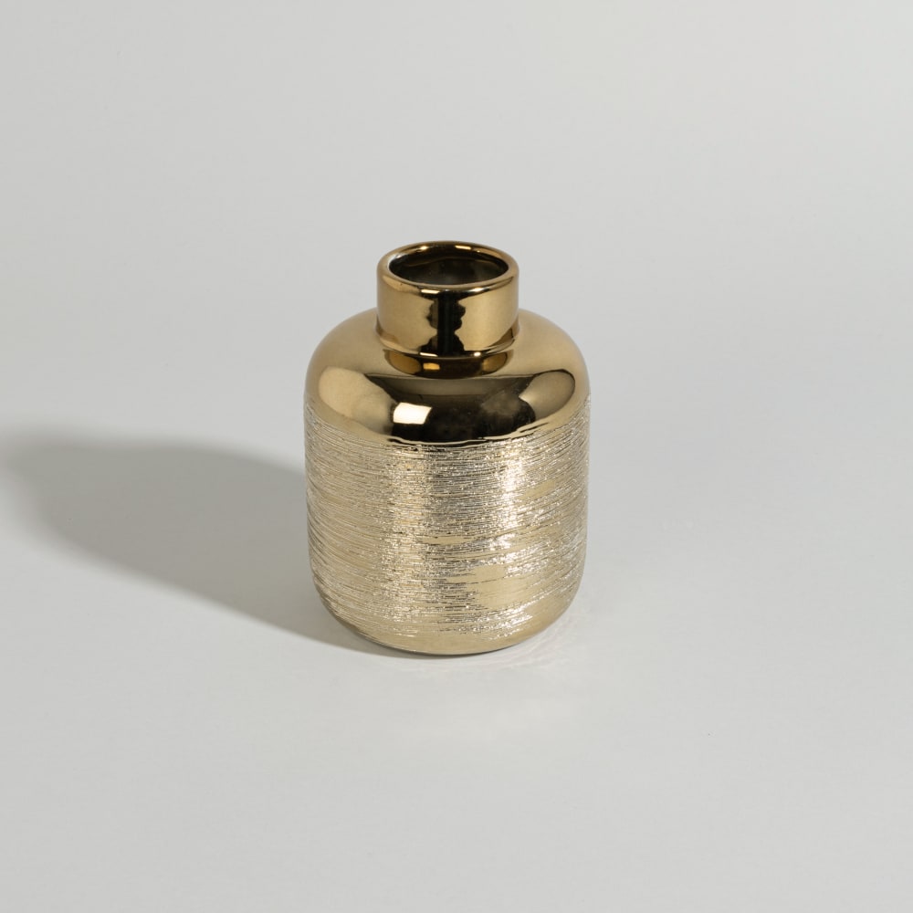 Vaso striato in gres dorato alt. 16 cm - Maisons du Monde