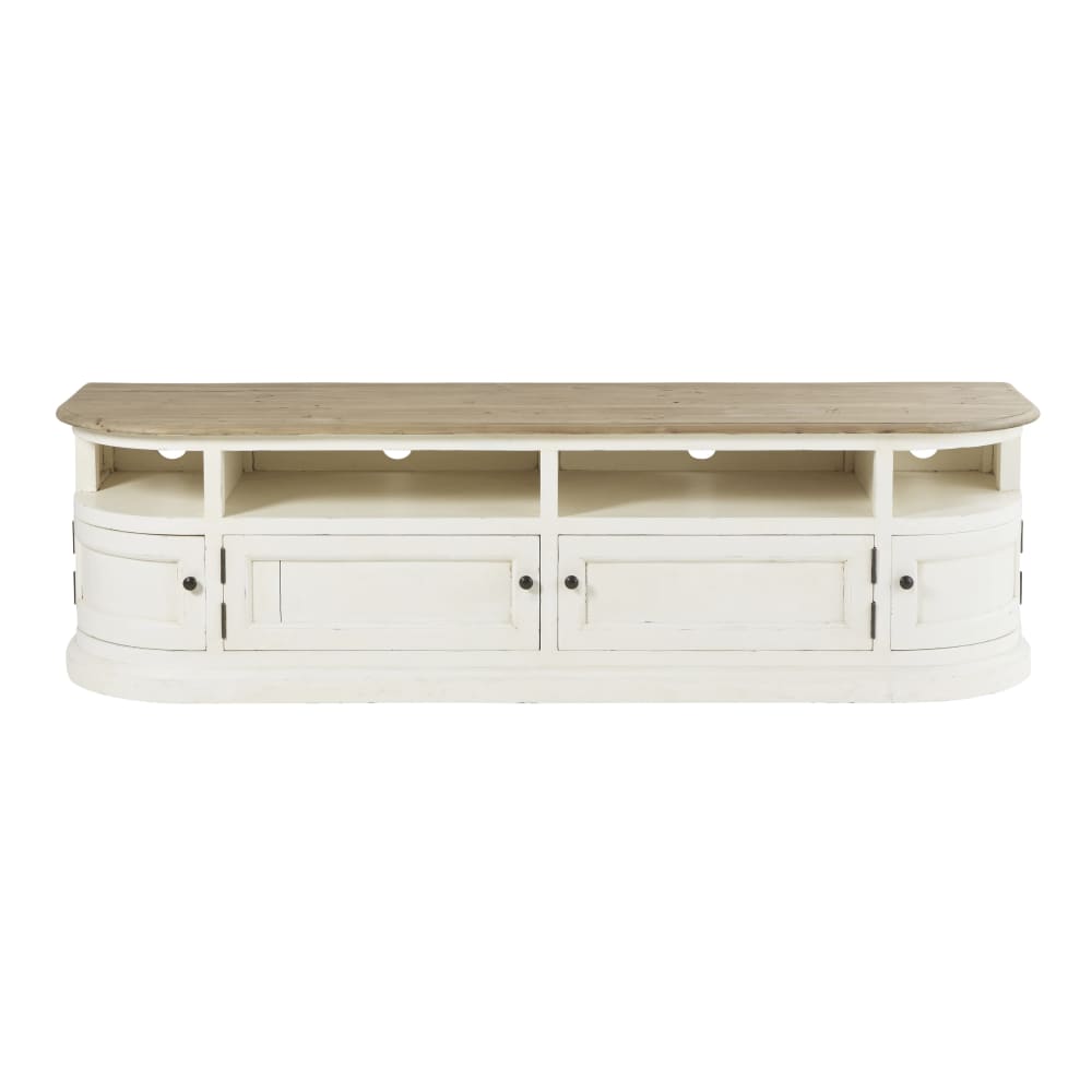 Meuble TV en pin massif blanc, L180 cm — vue 3