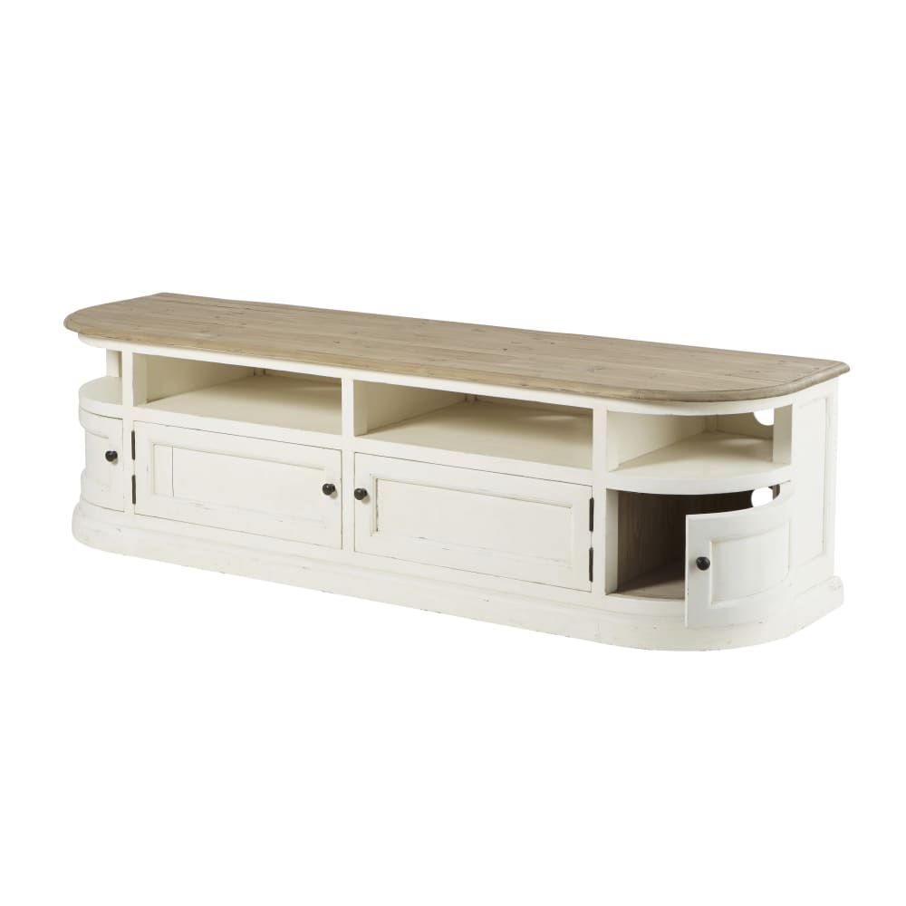 Meuble TV en pin massif blanc, L180 cm — vue 4