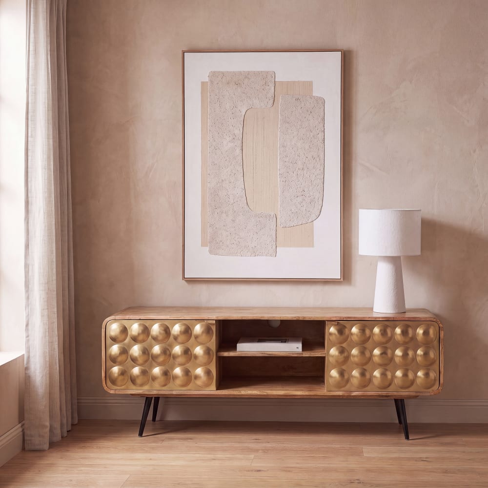 Meuble TV en bois de manguier massif, L160 cm