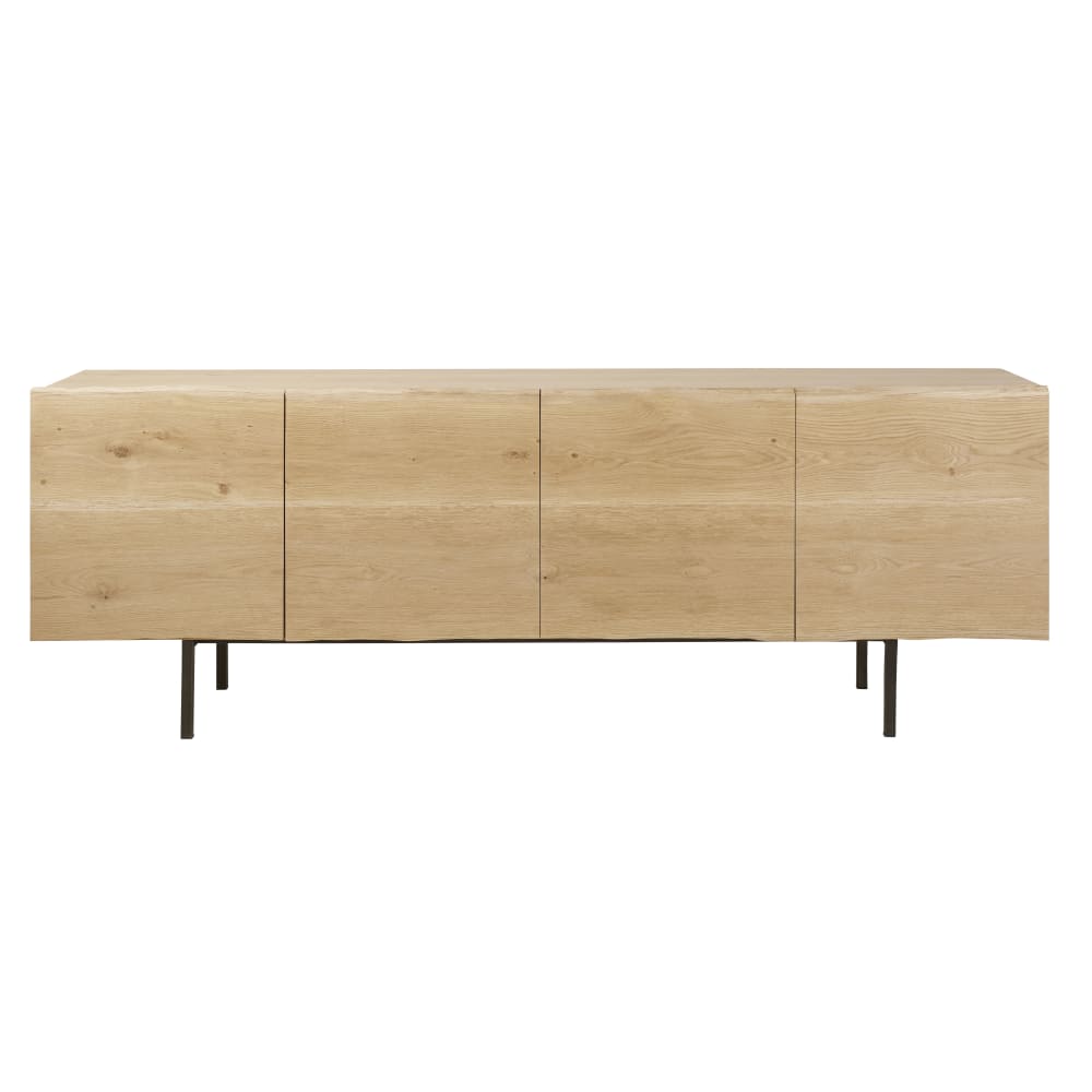 Buffet enfilade en bois de chêne massif et placage chêne, L220 cm — vue 3