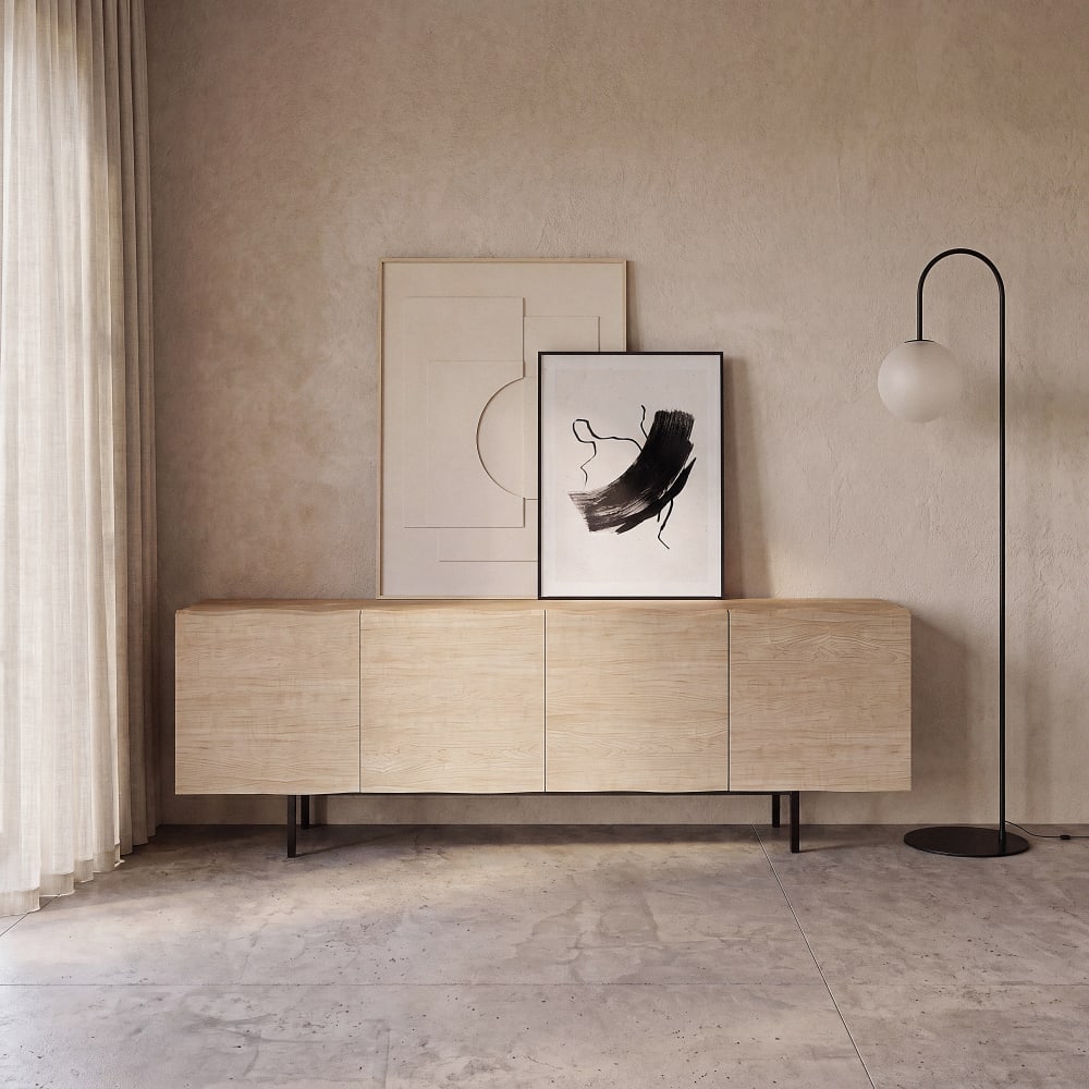 Buffet enfilade en bois de chêne massif et placage chêne, L220 cm