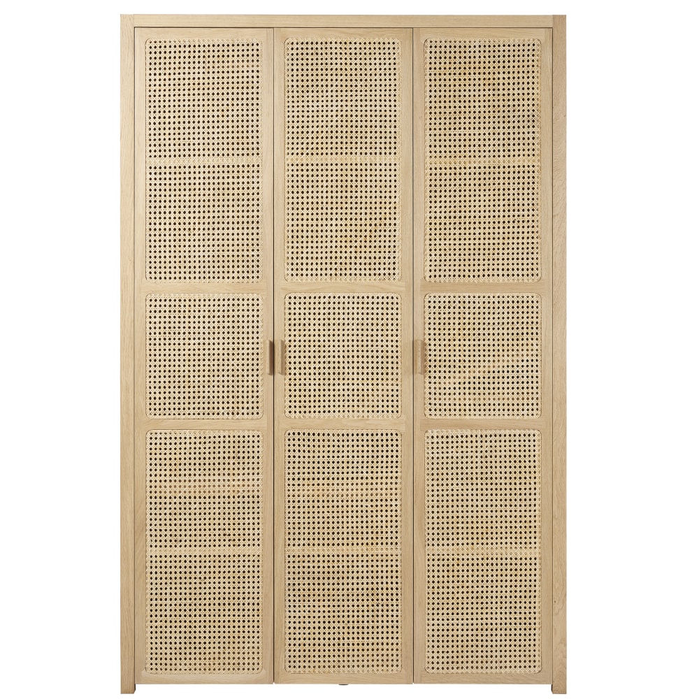 Armoire 3 portes avec cannage en rotin, L135 cm — vue 3