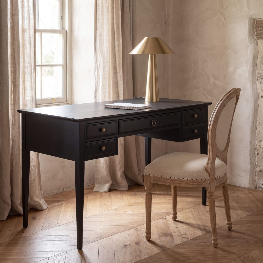 Bureau 5 tiroirs noir mat