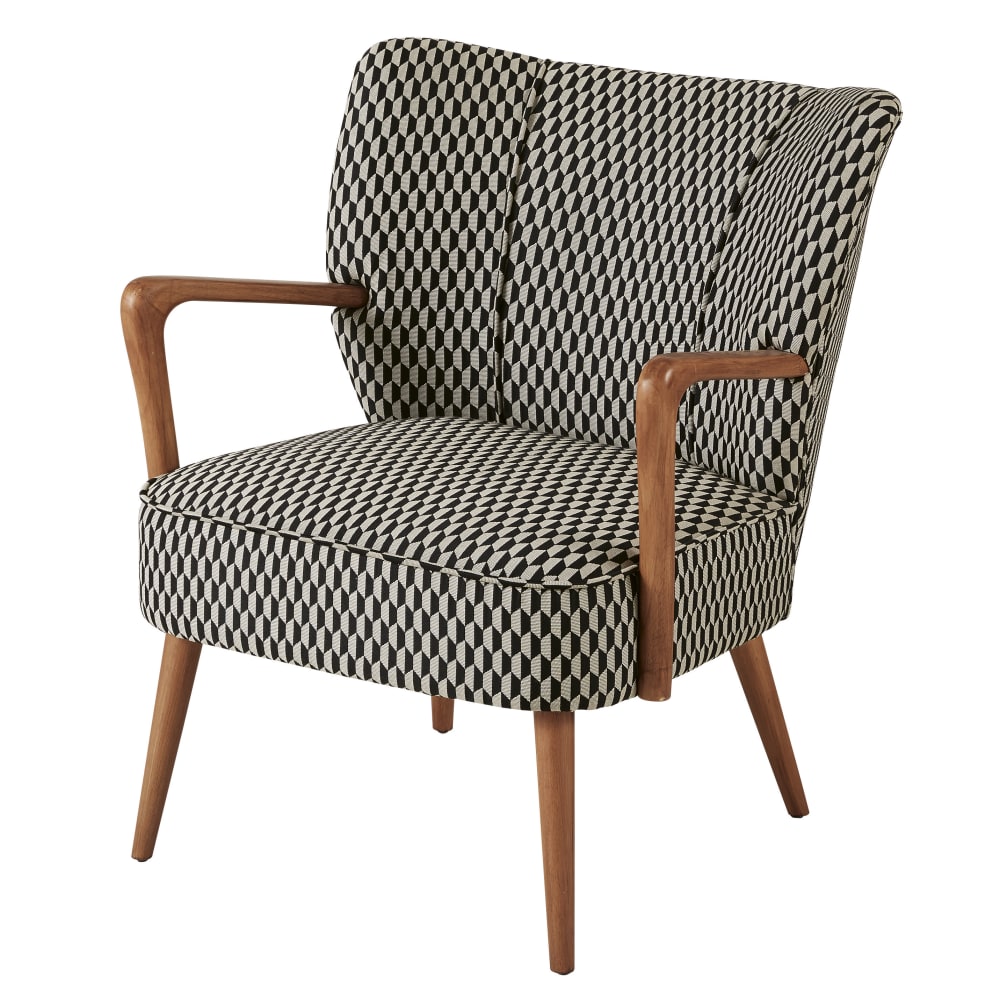 Fauteuil à motifs graphiques noirs et blancs