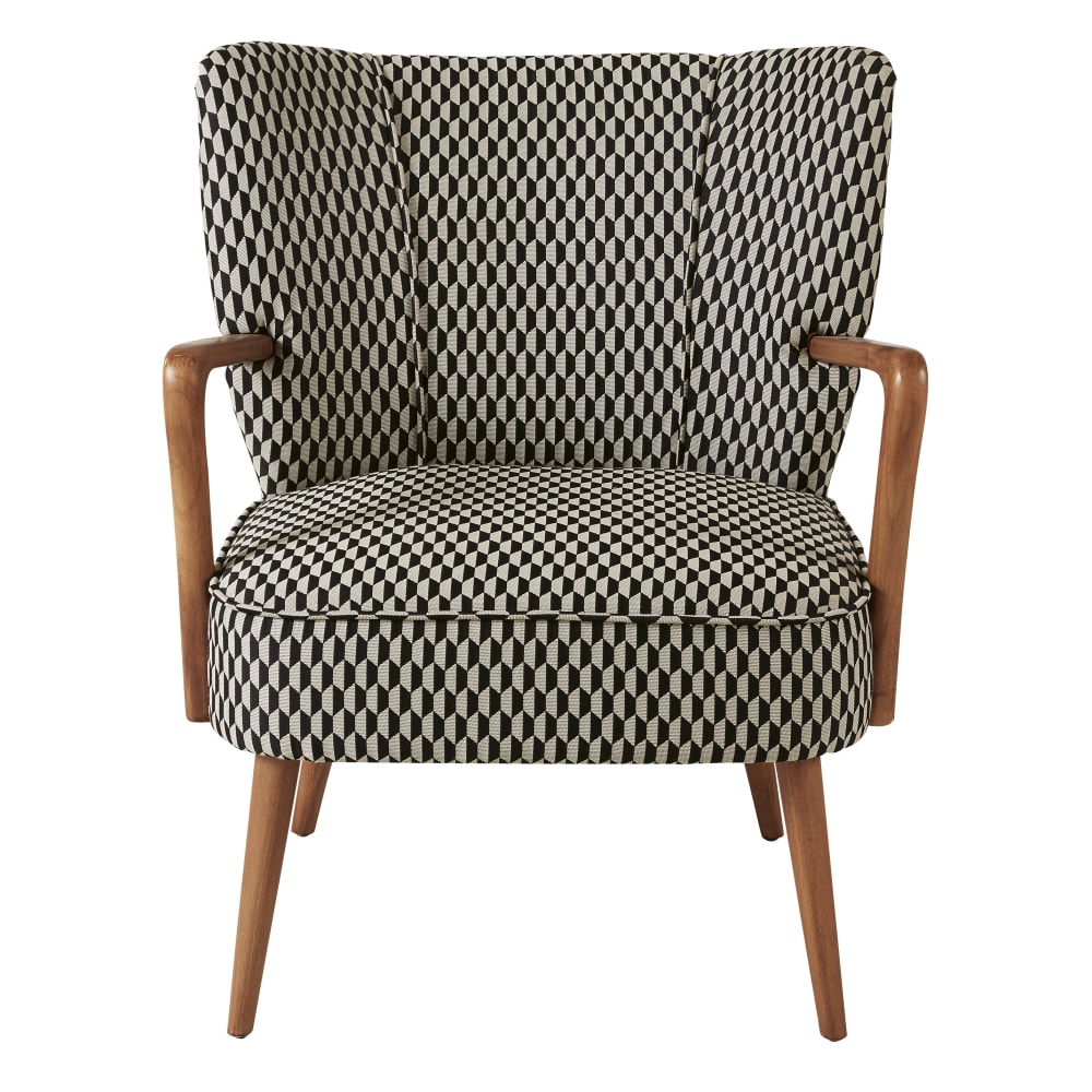 Fauteuil à motifs graphiques noirs et blancs — vue 3