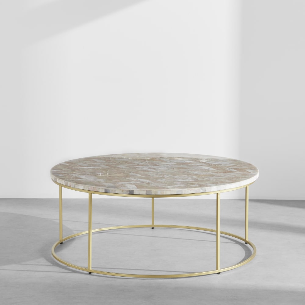 Stenen salontafel met visgraatmotief 101 cm - Maisons Du Monde