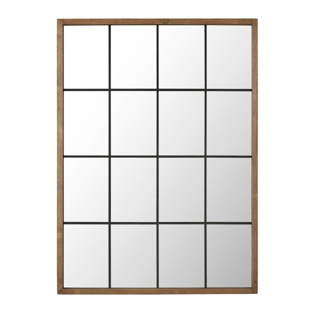 Grand miroir rectangulaire en bois de pin et aluminium, 120x165 cm