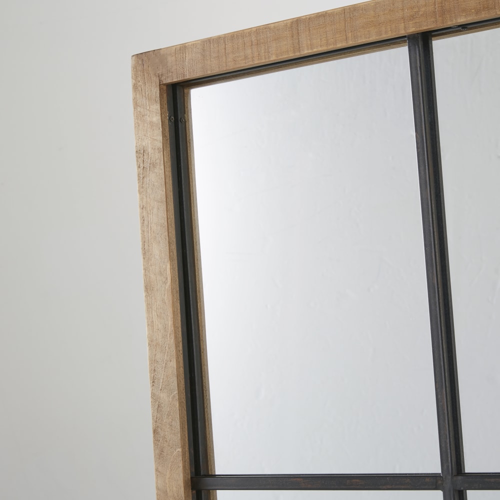 Großer rechteckiger Spiegel aus Kiefernholz und Aluminium, 120 x