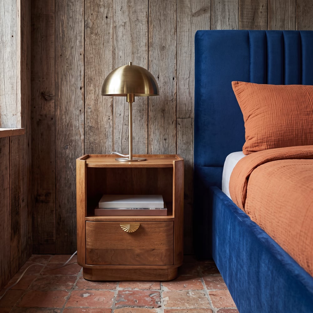 Lampe en acier doré, H42 cm