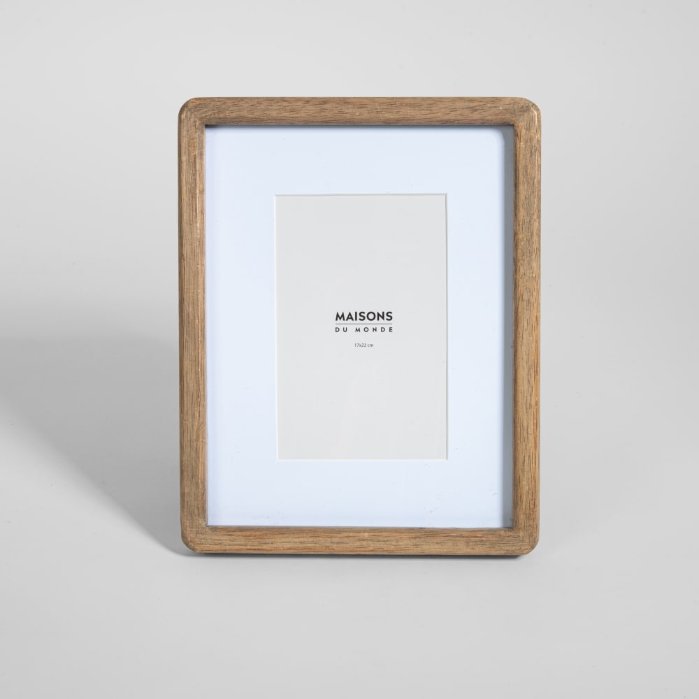 Cadre photo en bois d'hévéa, format 17x22 cm